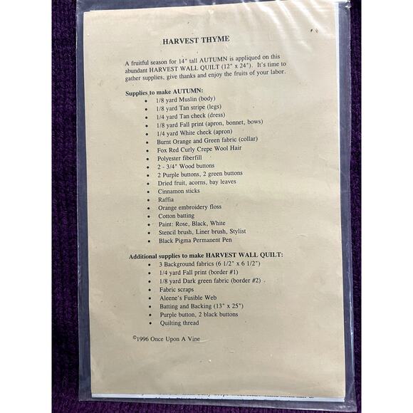 pattern Harvest Thyme autumn wall quilt (12" x 24") matching doll - Picture 5 of 8